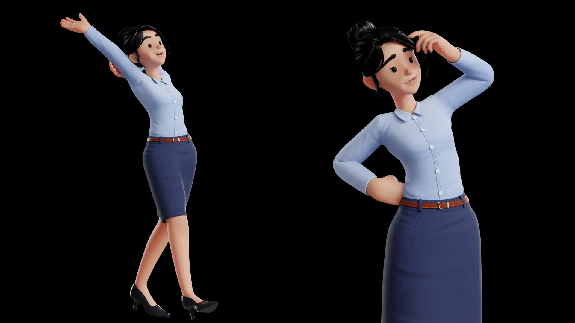 Business Office Cartoon Woman 3D character closeup 1